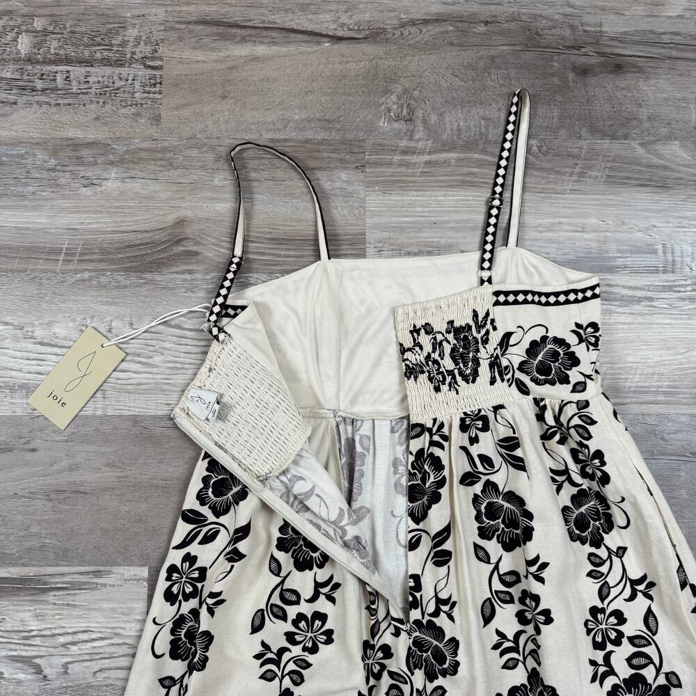 NWT Joie Linen Blend Floral Midi Maxi Dress Cream Smocked Resort M - Picture 2 of 8